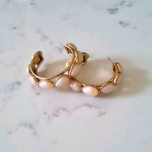 Gold and Pink Pearl Earrings.